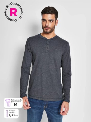 POLERA HOMBRE ROBERT LEWIS ALGODÓN MANGA LARGA BÁSICA - 1