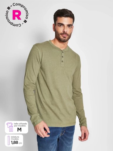POLERA HOMBRE ROBERT LEWIS ALGODÓN MANGA LARGA BÁSICA - 1