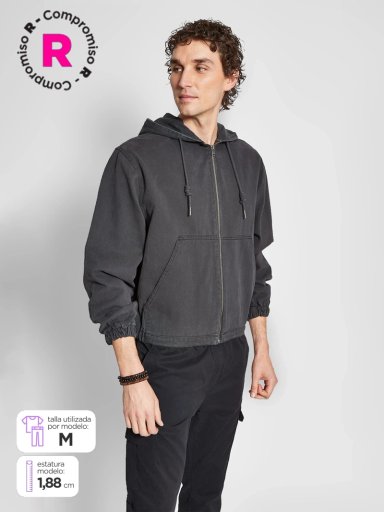 CHAQUETA HOMBRE INDEX ALGODÓN DENIM CON GORRO - 1