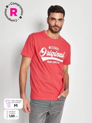 POLERA HOMBRE ROBERT LEWIS ALGODÓN CUELLO REDONDO MANGA CORTA ESTAMPADO - 1