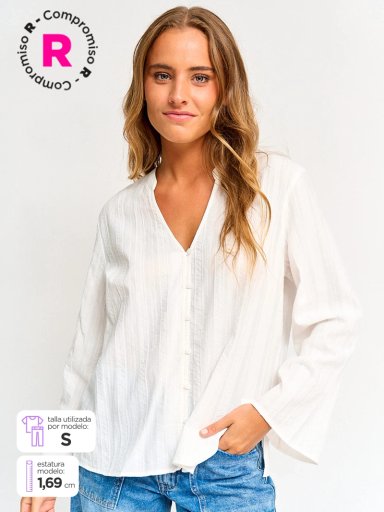 BLUSA MUJER BARBADOS ALGODÓN MANGA LARGA FLUIDA - 1