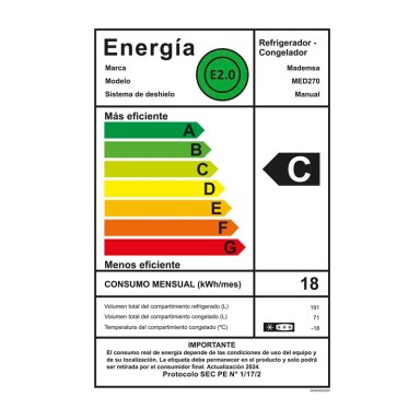 REFRIGERADOR BOTTOM FREEZER MADEMSA MED270 262L FRIO DIRECTO PLATA - 7
