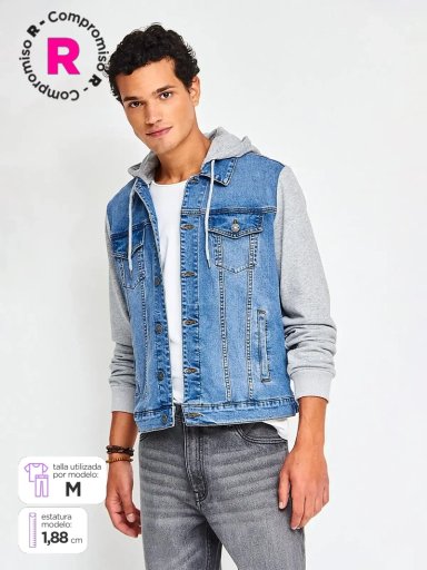 CHAQUETA HOMBRE INDEX ALGODÓN DENIM CON POLERÓN - 1