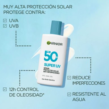 PROTECTOR SOLAR GARNIER SUPER UV ANTI IMPERFECCIONES SPF50+ 40 ML - 9