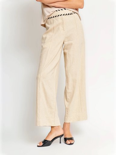 PANTALÓN MUJER CACHAREL LINO ANCHO APLICACIONES - 2