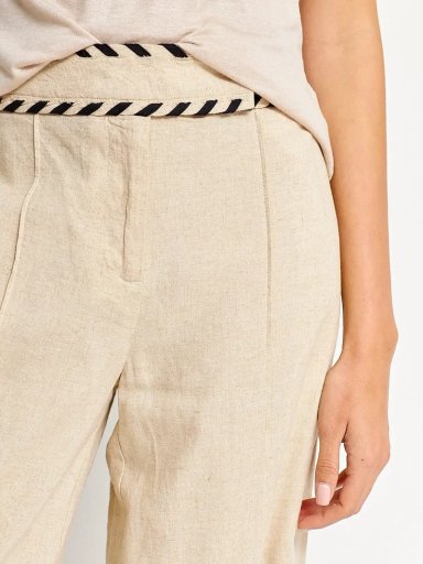 PANTALÓN MUJER CACHAREL LINO ANCHO APLICACIONES - 4