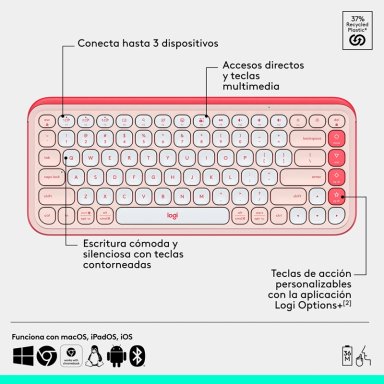 TECLADO INALÁMBRICO LOGITECH POP ICON + MOUSE - 7