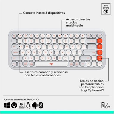 TECLADO INALÁMBRICO LOGITECH POP ICON + MOUSE - 7