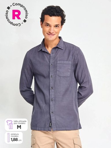 CAMISA HOMBRE BARBADOS MANGA LARGA LISA - 1
