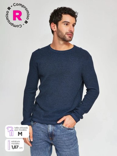 SWEATER HOMBRE BARBADOS ALGODÓN CUELLO REDONDO BÁSICO - 1