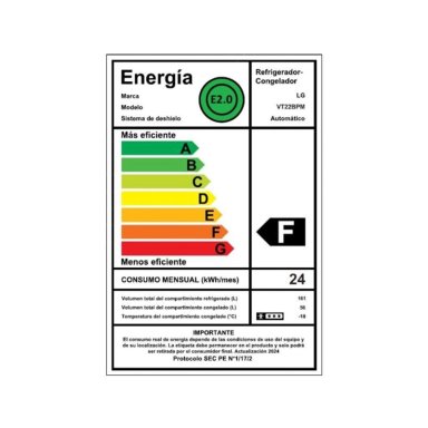 REFRIGERADOR TOP FREZEER LG VT22BPM 217L NO FROST NEGRO - 11
