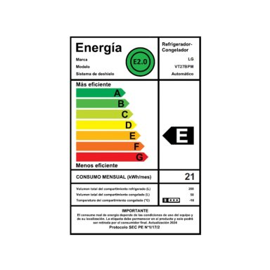 REFRIGERADOR TOP FREEZER LG 267L NO FROST VT27BPM - 11