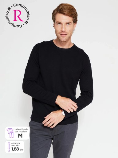 SWEATER HOMBRE CACHAREL ALGODÓN CUELLO REDONDO - 1