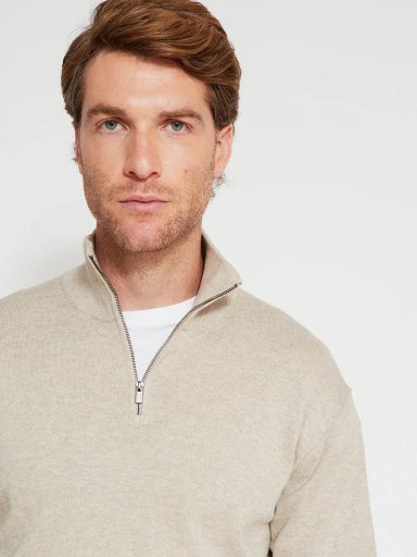 SWEATER HOMBRE CACHAREL ALGODÓN HALF ZIPPER TEXTURA - 3