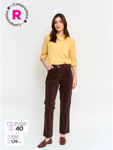 PANTALÓN MUJER AZIZ ALGODÓN REGULAR COTELÉ - 1