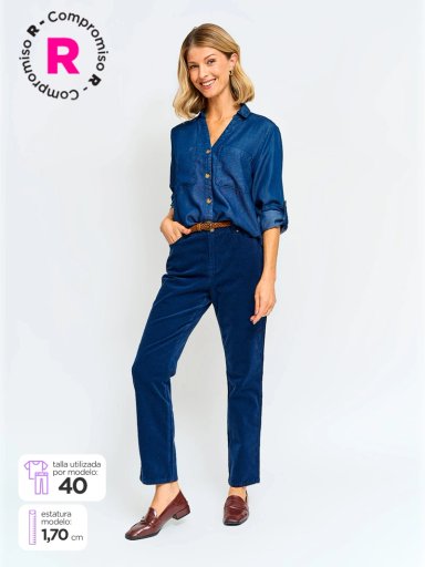 PANTALÓN MUJER AZIZ ALGODÓN REGULAR COTELÉ - 1