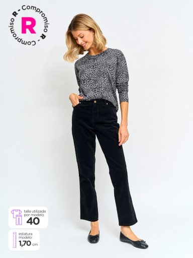 PANTALÓN MUJER AZIZ ALGODÓN REGULAR COTELÉ - 1