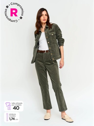 PANTALÓN MUJER AZIZ ALGODÓN REGULAR COTELÉ - 1