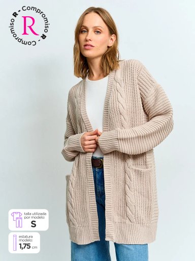 CARDIGAN MUJER AZIZ TRENZA FRONTAL - 1