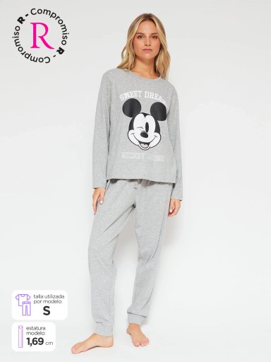 PIJAMA MUJER MICKEY & MINNIE MANGA LARGA GRAFITO - 1