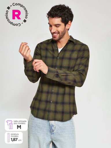 CAMISA HOMBRE HALF ALGODÓN MANGA LARGA - 1