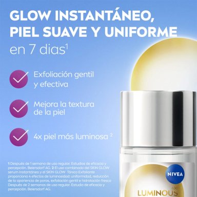 TÓNICO EXFOLIANTE FACIAL NIVEA LUMINOUS630 SKIN GLOW CON ÁCIDO GLICÓLICO - 2