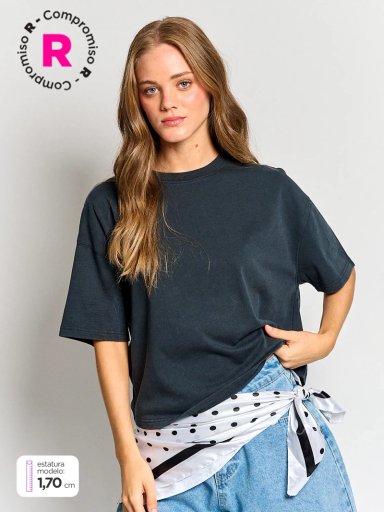 POLERA MUJER INDEX ALGODÓN MANGA CORTA BÁSICA - 1