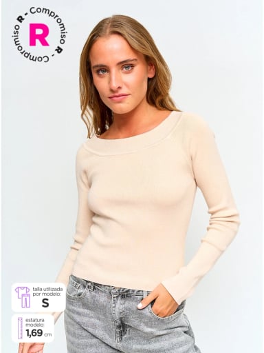 SWEATER MUJER INDEX MANGA LARGA HOMBROS DESCUBIERTOS - 1