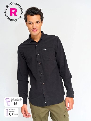 CAMISA HOMBRE HALF ALGODÓN MANGA LARGA TEXTURADA - 1