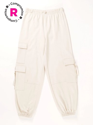PANTALÓN DE BUZO NIÑA INDEX ALGODÓN CINTA - 1