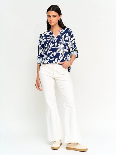 BLUSA MUJER AZIZ CUELLO MAO MANGA LARGA PRINT - 4