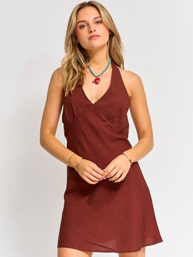 VESTIDO MUJER INDEX LINO CORTO HALTER - 2