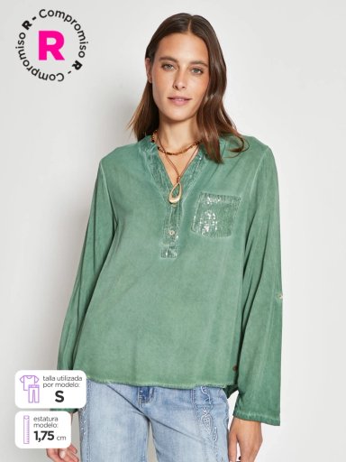 BLUSA MUJER TATIENNE MANGA LARGA LENTEJUELAS - 1