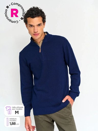 SWEATER HOMBRE KENNETH STEVENS ALGODÓN CIERRE - 1