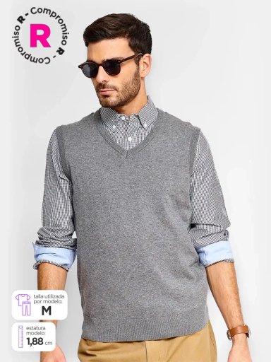 SWEATER HOMBRE KENNETH STEVENS ALGODÓN SIN MANGAS - 1