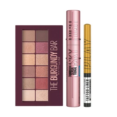 SET SOMBRAS + MASCARA DE PESTAÑAS + DELINEADOR DE OJOS MAYBELLINE NEW YORK BURGUNDY + SKY HIGH + TATTOO LINER 7.2 ML + 9,6 GR + 2,1 ML - 1