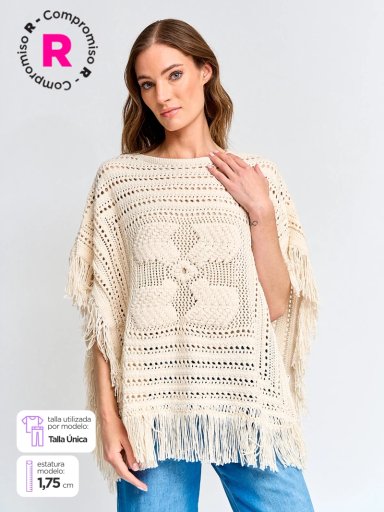 SWEATER MUJER TATIENNE ALGODÓN TIPO PONCHO - 1