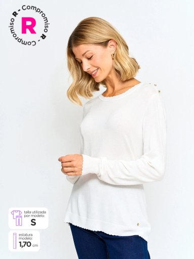 SWEATER MUJER CACHAREL MANGA LARGA BOTONES - 1