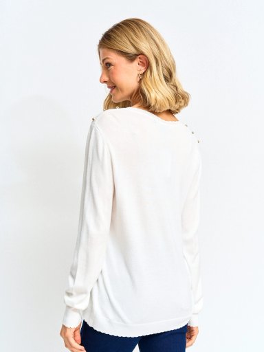 SWEATER MUJER CACHAREL MANGA LARGA BOTONES - 2