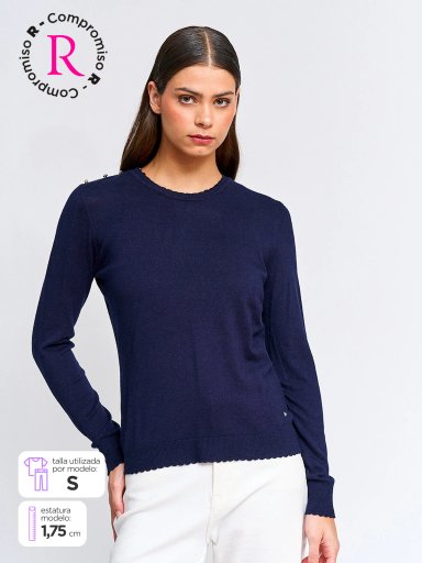 SWEATER MUJER CACHAREL MANGA LARGA BOTONES - 1
