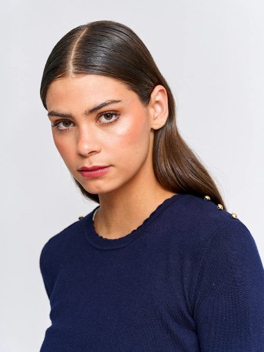 SWEATER MUJER CACHAREL MANGA LARGA BOTONES - 3