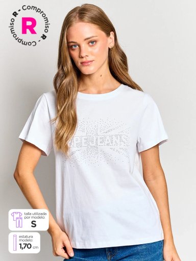 POLERA MUJER PEPE JEANS ALGODÓN STRASS - 1