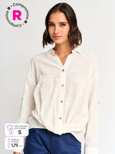 BLUSA MUJER REGATTA ALGODÓN MANGA LARGA RECOGIDO - 1