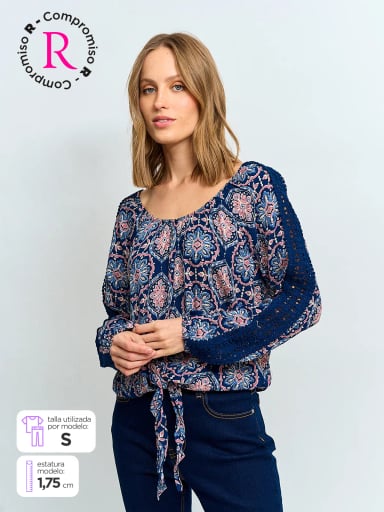 BLUSA MUJER TATIENNE MANGA LARGA ESTAMPADA - 1