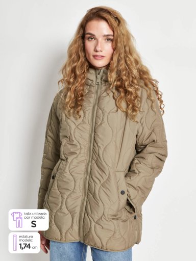 PARKA MUJER AZIZ LARGA CON GORRO - 1