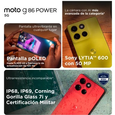 SMARTPHONE MOTOROLA MOTO G86 POWER 5G 256GB 8GB RAM 50MP 6.6” - 9