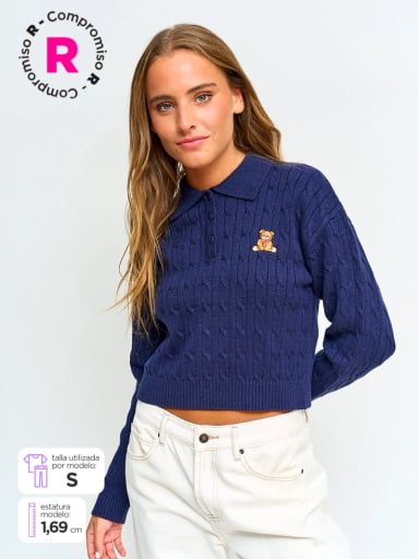 SWEATER MUJER INDEX CUELLO POLO MANGA LARGA - 1