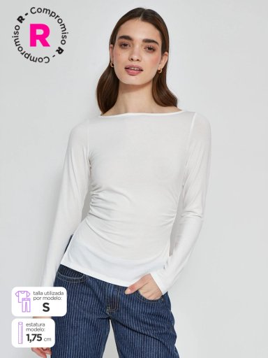 POLERA MUJER INDEX MANGA LARGA FRUNCIDA - 1