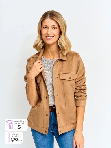 CHAQUETA MUJER AZIZ TIPO SUEDE CORTA - 1