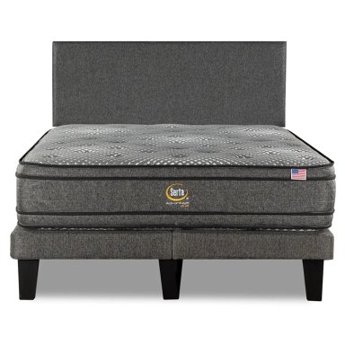 CAMA EUROPEA SERTA ADVANTAGE DUAL 2 PLAZAS + RESPALDO PRAGA GRIS - 1